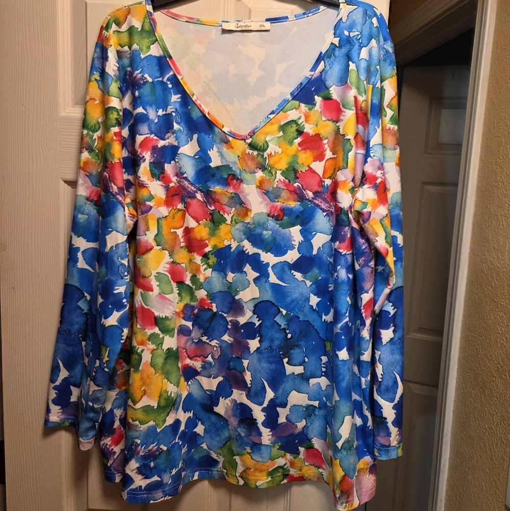 Sakura Blue and White Long Sleeve Top